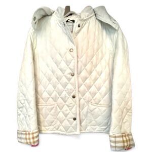 Burberry Diamond Quilted Ivory Jacket With Hood size XS
